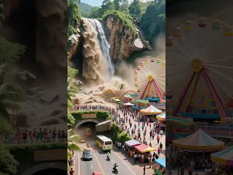 Gempa Besar Menghantam! Disusul Banjir Bandang Porak Poranda Taman Bermain #viral #shorts