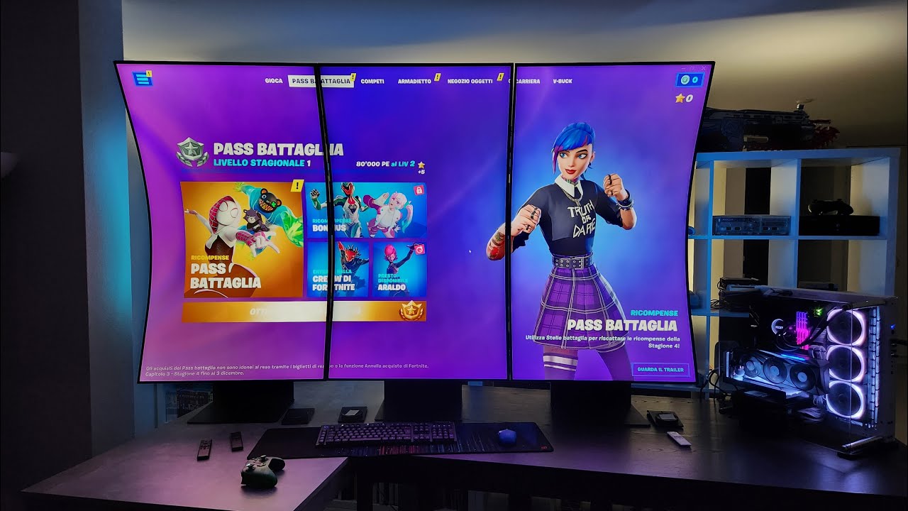 Ultimate Gaming Setup: 3x Odyssey ARK 55" Screens 🎮