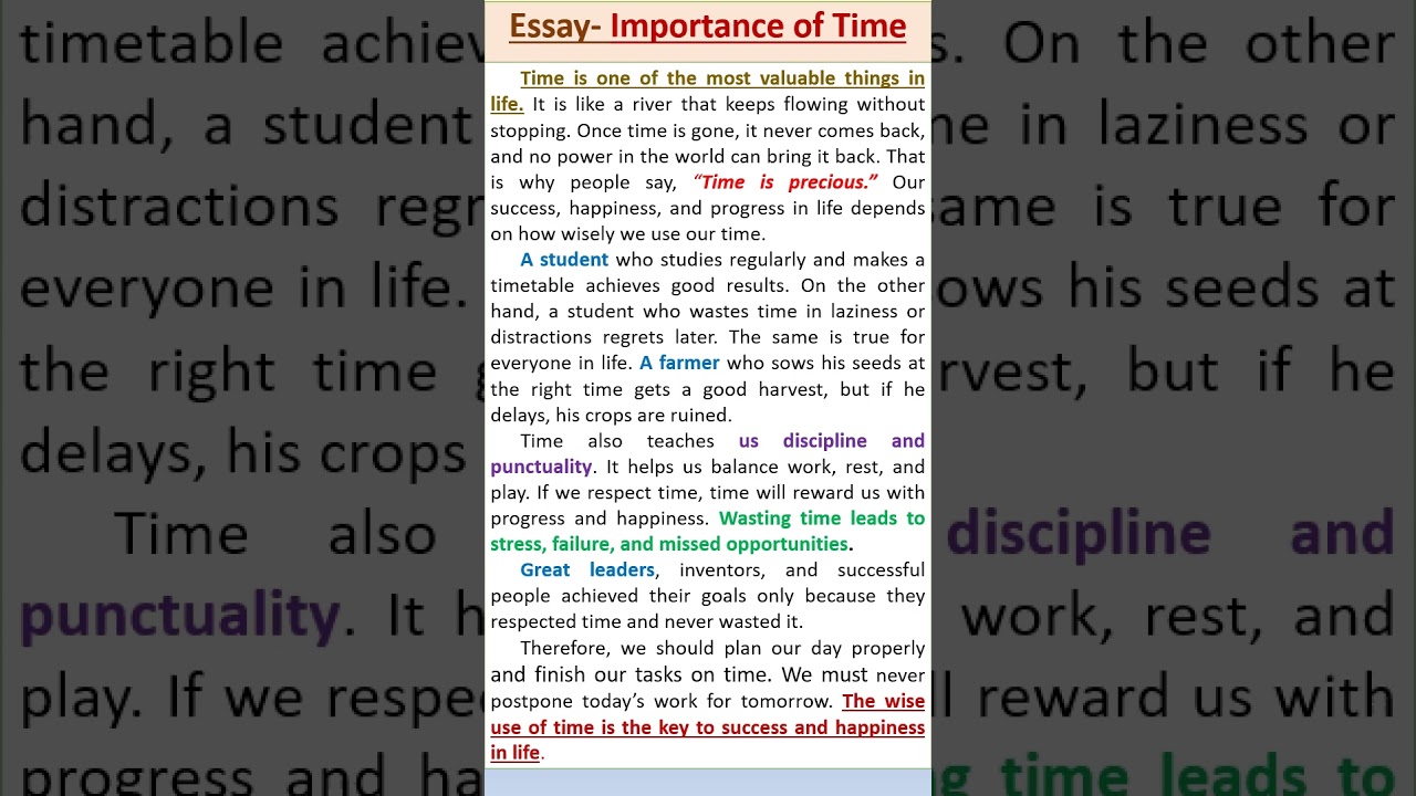 Grade 6 Essay on the Importance of Time ⏳