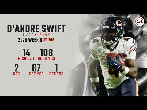 D'Andre Swift Week 6 Highlights | Every Run, Target, and Catch vs Commanders