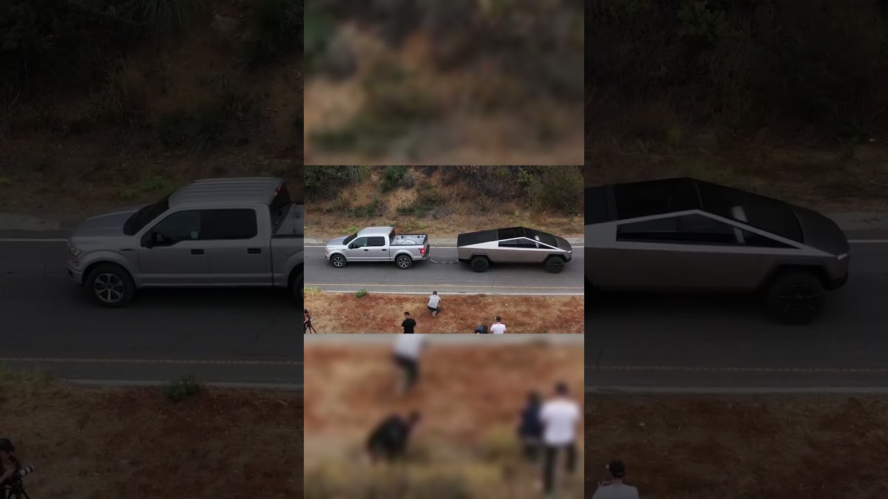 Cybertruck vs F150 Lightning Tug of War 🚗