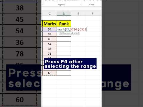 Rank Function in Excel - Ranking Data  #smartexcel