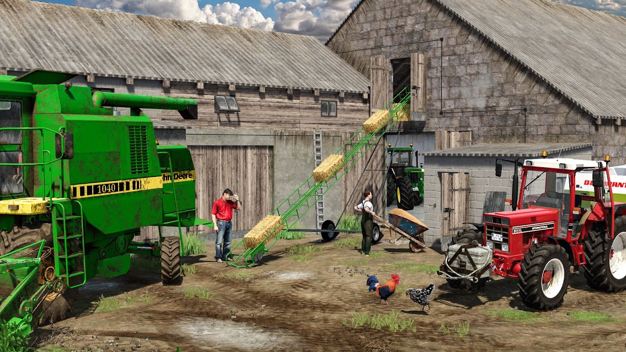 Ferme ancienne en France avec vieux tracteurs 🚜
