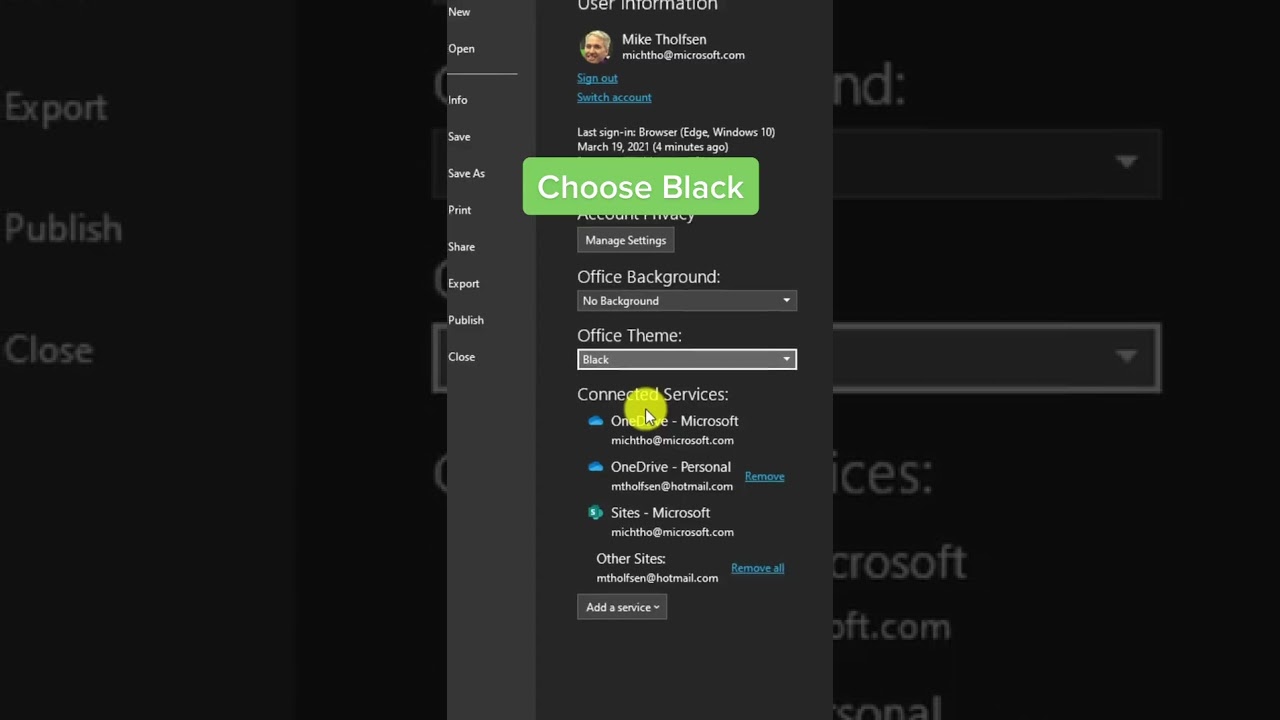 Enable Dark Mode in Excel 🌙