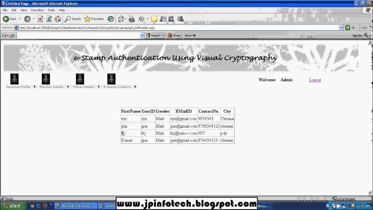 E-Stamp Authentication via Visual Cryptography | Final Year Project in ASP.NET and C#.NET
