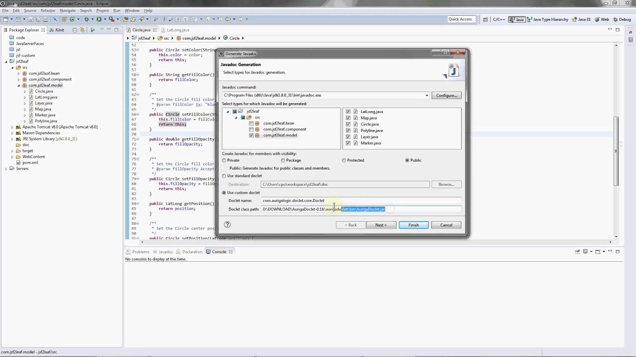 Generating Javadoc PDFs in Eclipse