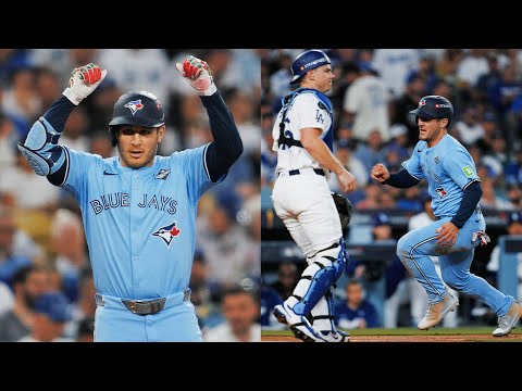 Daulton Varsho scores the third run of World Series Game 5 for the Blue Jays ๐