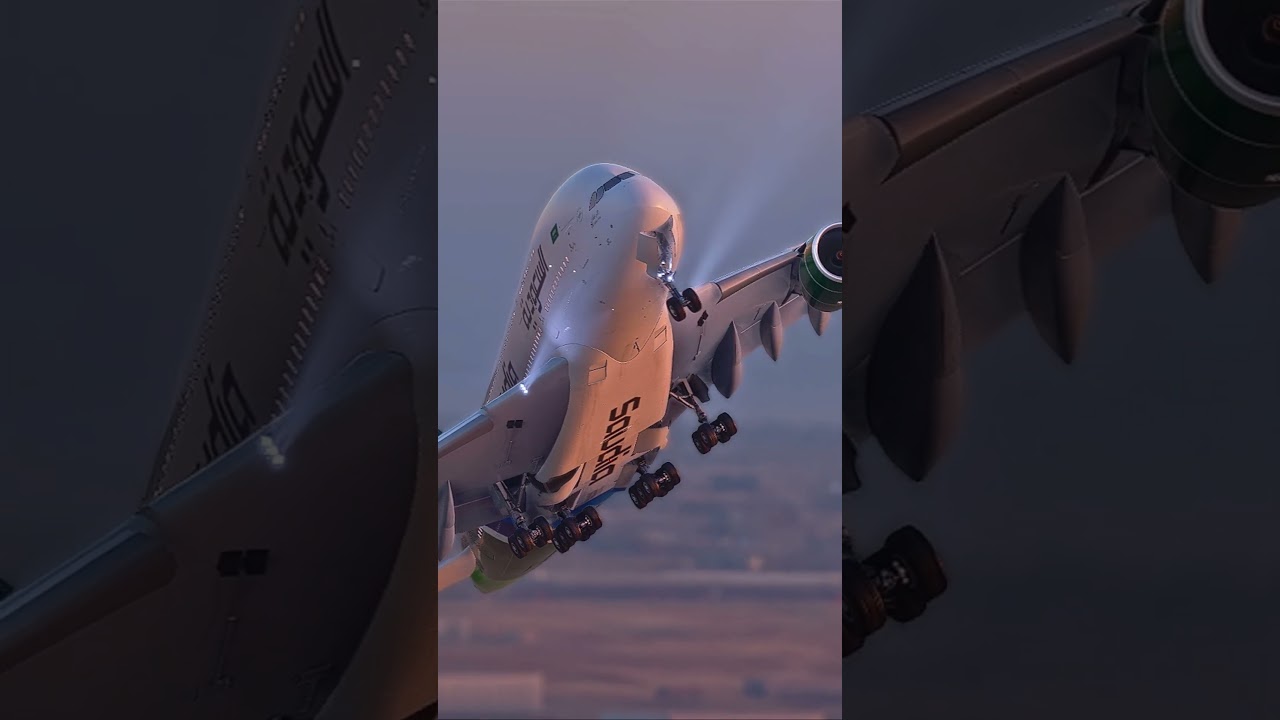 Saudia Arabia A380 Departing from Jeddah Over the Red Sea