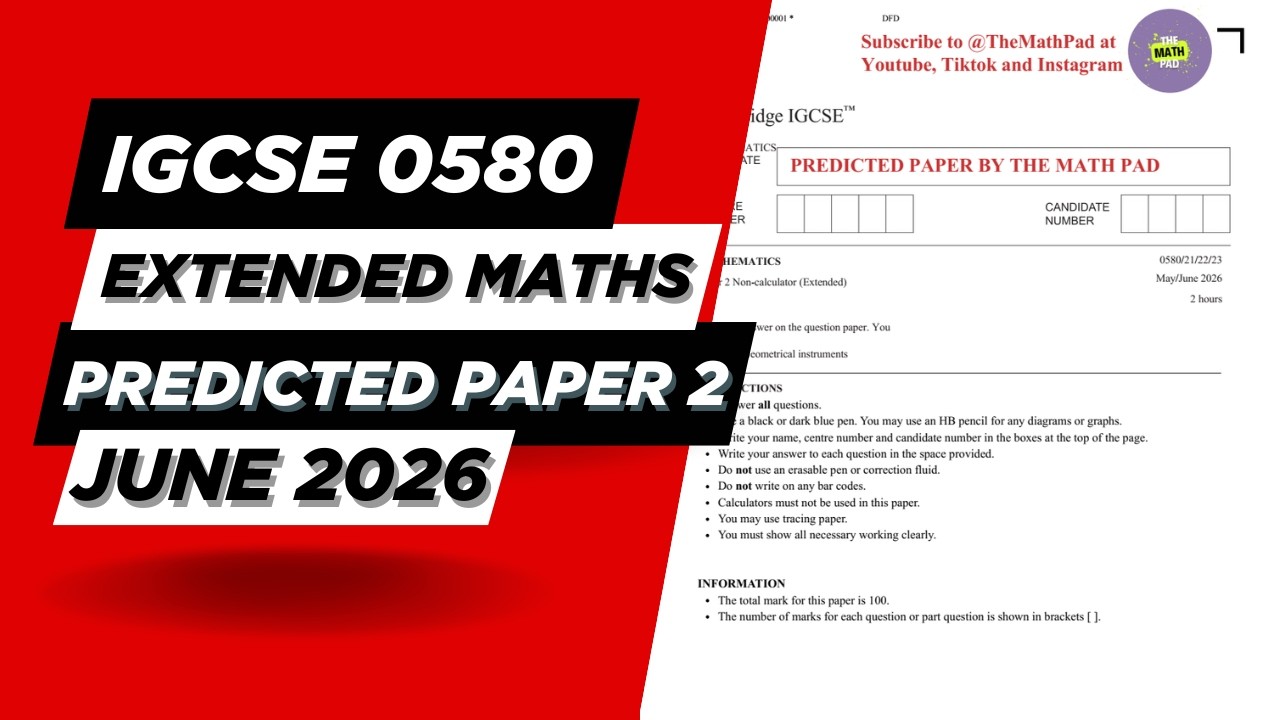IGCSE 0580 Maths Extended Paper 2 Prediction 2026 📘