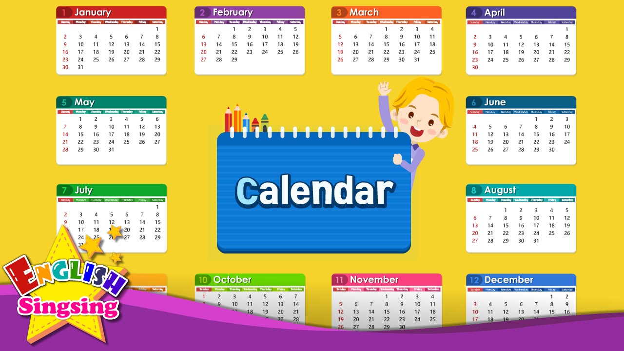 Calendar - Months and Days - Kids vocabulary - Learn English for kids - English educational video