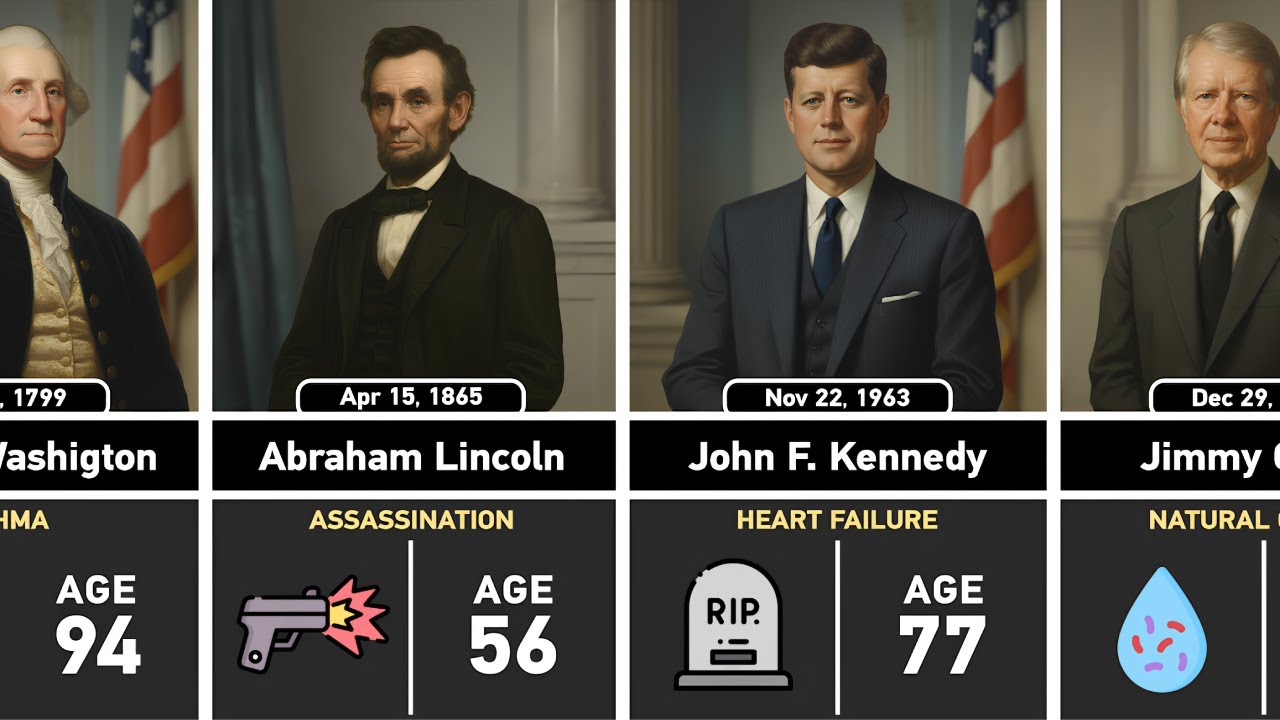 US Presidents' Deaths & Ages | History Timeline 🇺🇸