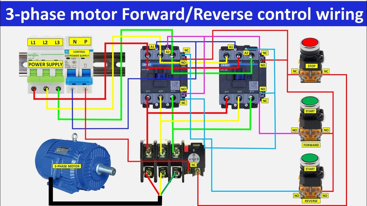 3-Phase Motor Forward/Reverse Starter Wiring 📊