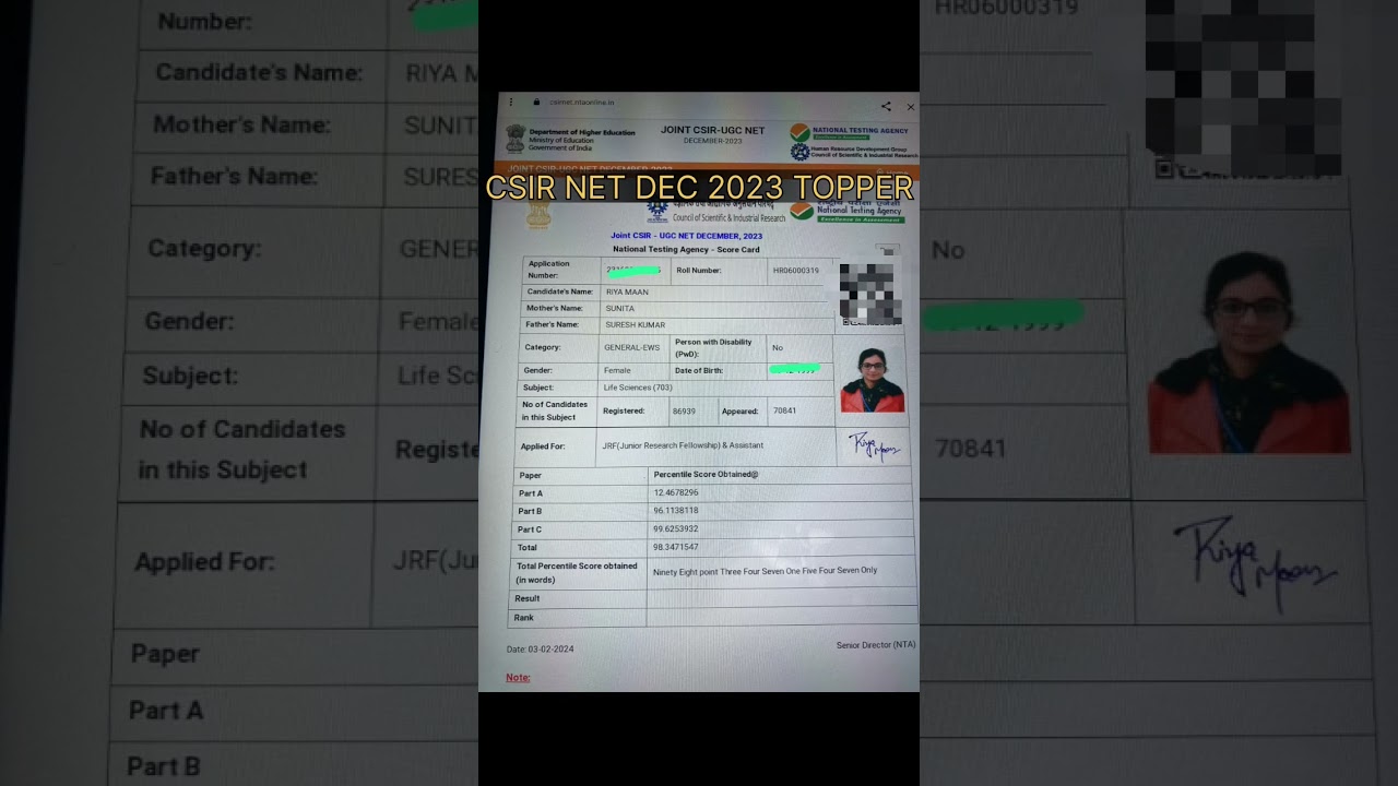 CSIR NET Dec 2023 Result & Toppers 🎓