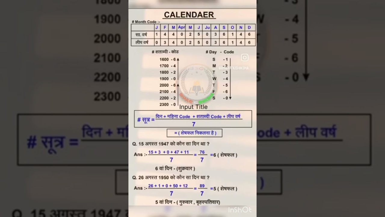 Master Calendar Formulas & Reasoning Tricks for SSC, UP Police, CGL & All Exams 📅