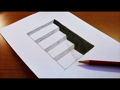 Very Easy!! How To Draw 3D Hole & Stairs - Anamorphic Illusion - 3D Trick Art on paper