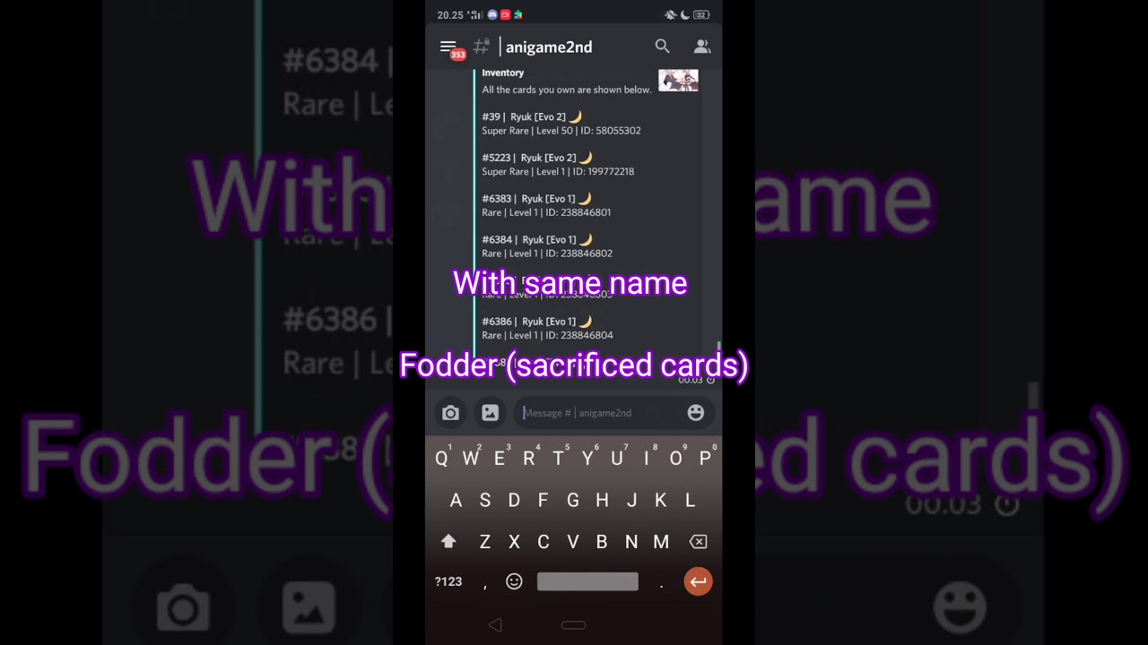 Evolve Cards in Anigame Bot 🃏