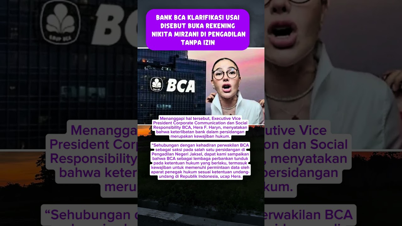 BCA Klarifikasi Usai Disebut Buka Rekening Nikita Mirzani