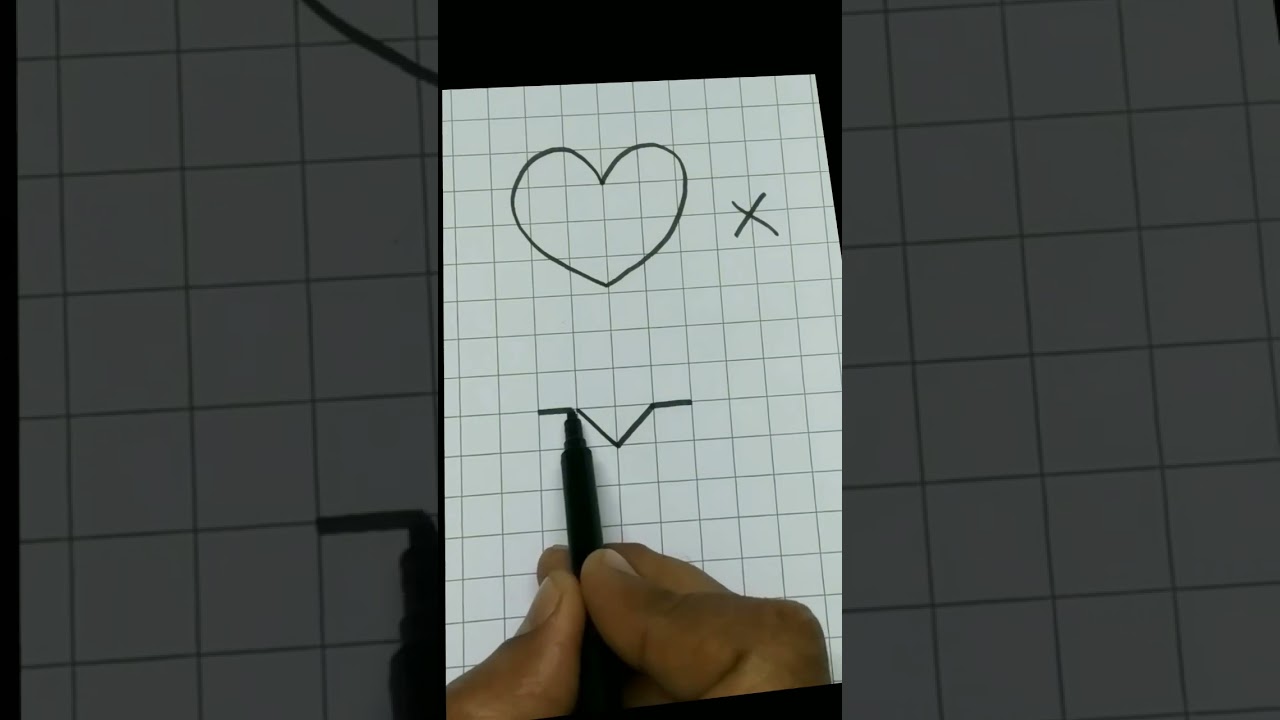 Easy 3D Heart Drawing on Grid Paper ❤️