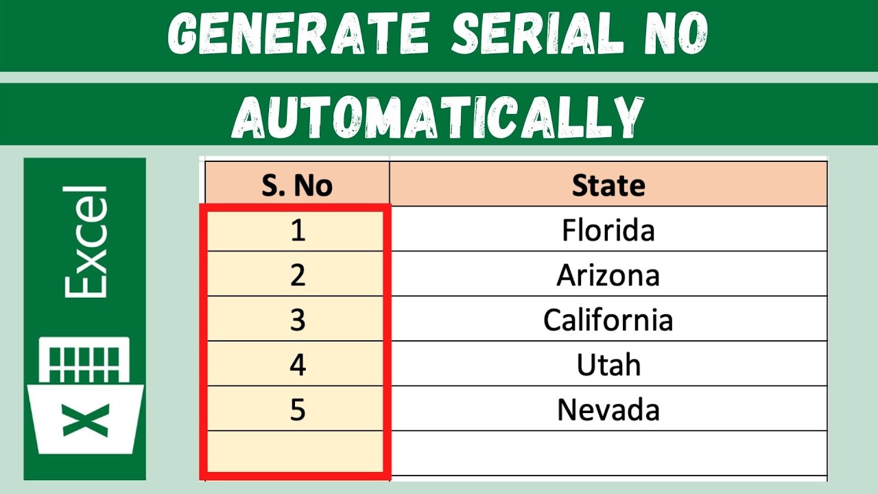 Auto Serial Number in Excel with Simple Formula
