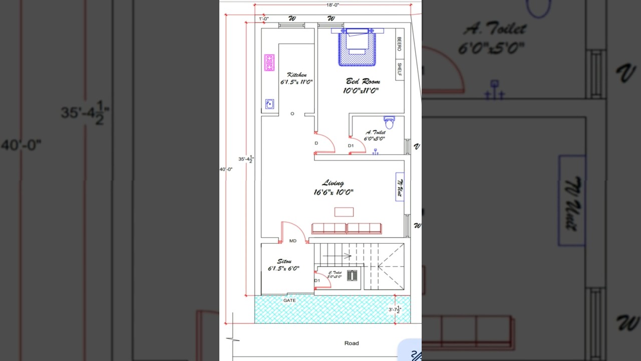 North Facing 1 BHK House Plan 18x35' | Vastu Compliant ๐ก