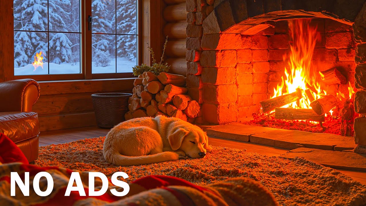 8 Hours of Soothing Music & Fireplace Sounds for Dogs 🐶
