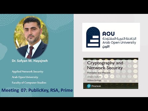 DrSofyanHayajneh T318 Network Security Week 07 PublicKey RSA Prime
