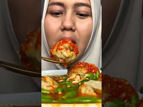 MUKBANG BAKSO SAMBAL WITH EXTRA CHEESE SAUCE MAKES YOU REFRESH || #shorts  #feed #bakso #feedshorts