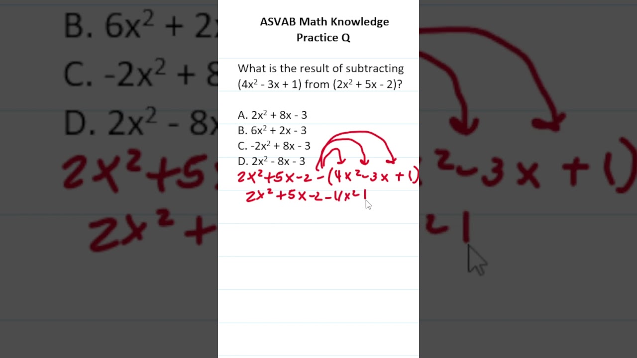Master Subtracting Polynomials & Combining Like Terms for the ASVAB 🧮