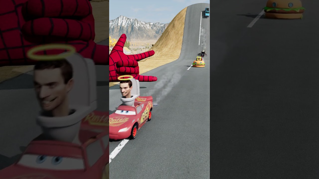 Hilarious Cars Racing Downhill & Spider-Man Web-Slinging in BeamNG.Drive 🚗🕷️