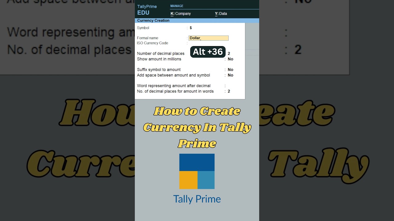 How to Create Currency in Tally Prime? #multicurrencyintallyprime #multicurrencyentryintallyprime