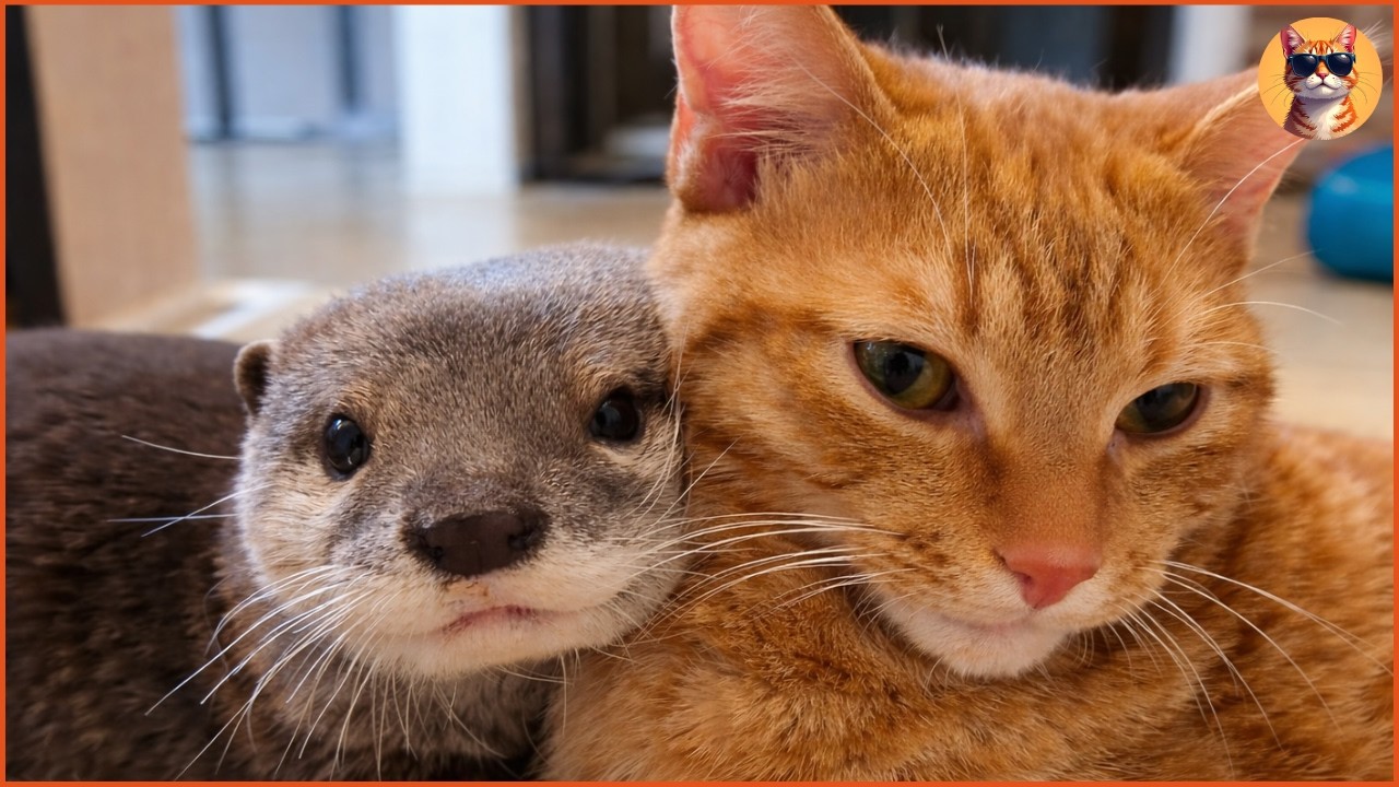 Otter's Sleep Companion: His Beloved Cat 🐾