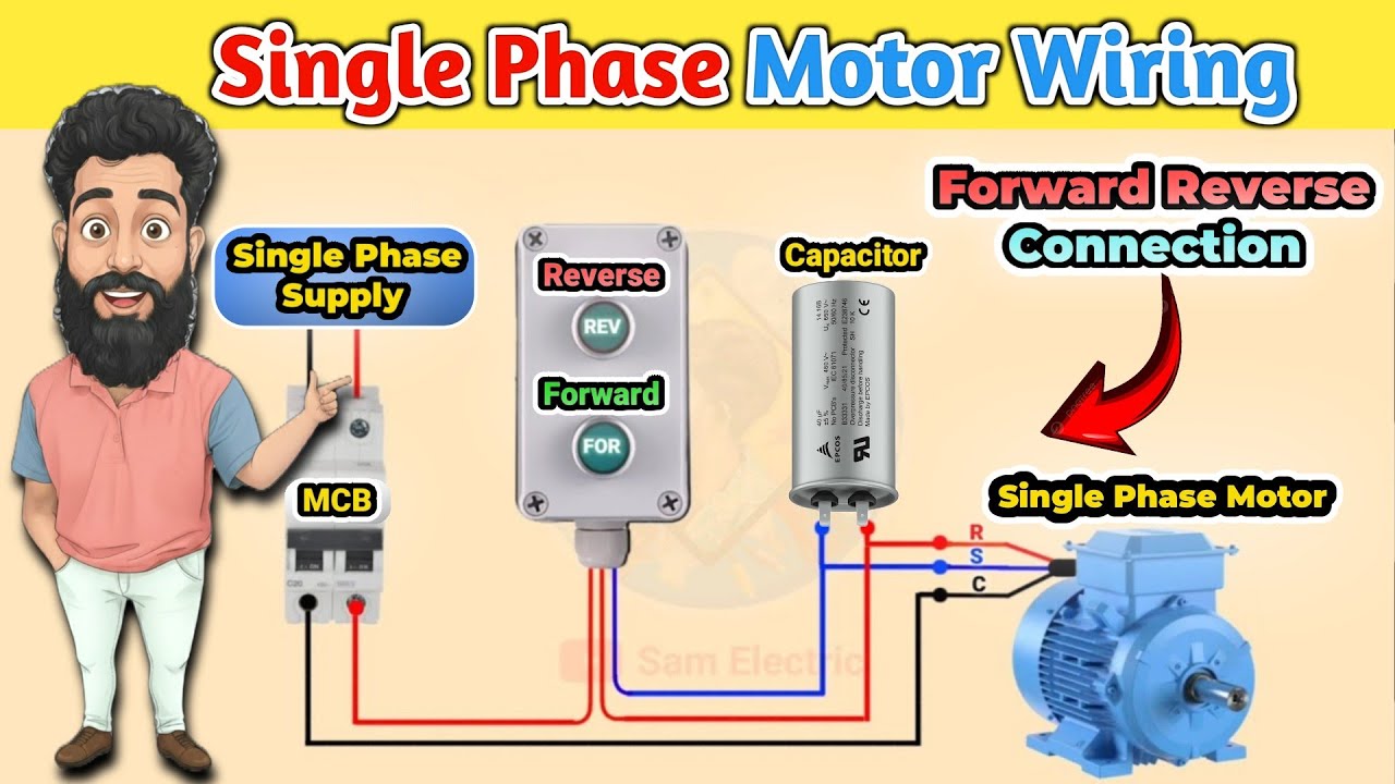 Single Phase Motor Reverse Forward  Wiring In Hindi l Forward Reverse Wiring l Sam Electric