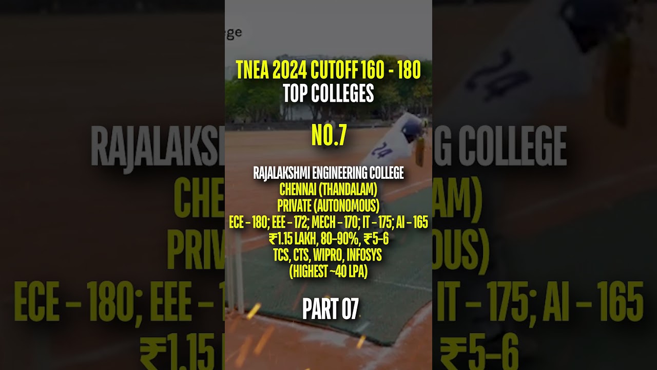 Rajalakshmi Engineering College TNEA 160–180 Rank 🔥