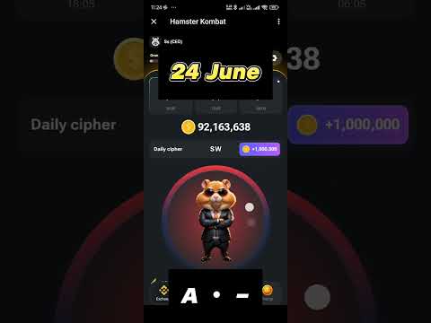 Cipher secret code 24 June | hamster Kombat today cipher code #hamsterkombat #cipher #unlock
