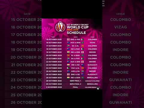 ICC Women's Cricket World Cup 2025 India Schedule #shorts #youtubeshorts #trending #cricket
