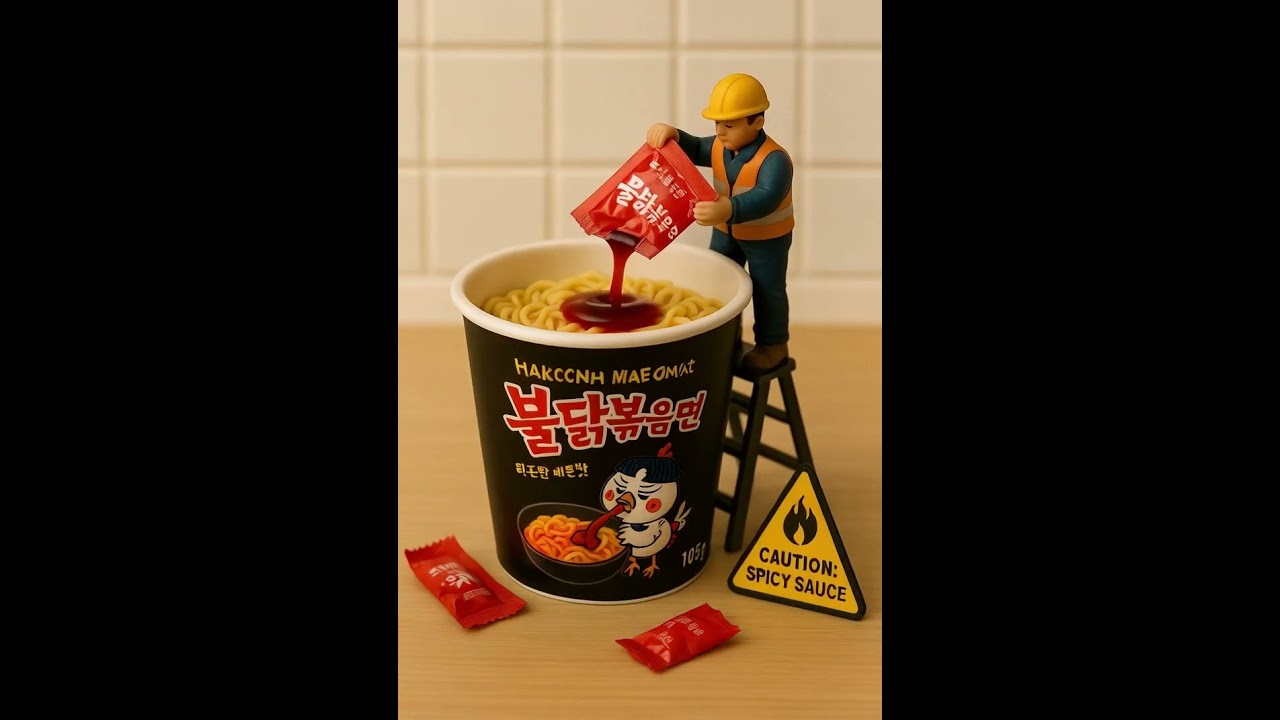 Miniature Korean Spicy Buldak Ssam Making 🌶️