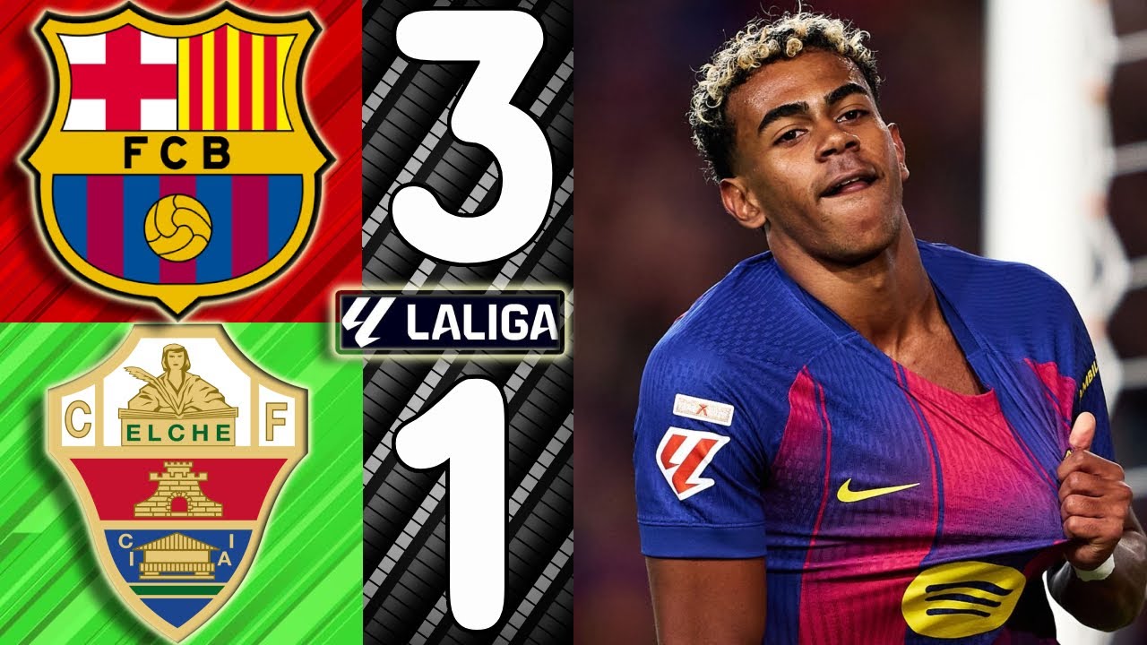 Barcelona Dominates Elche with 3-1 Victory | La Liga 2025/2026 Match Highlights ⚽