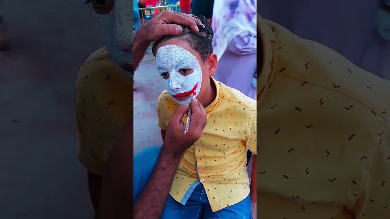 رسم جوكر على وجه الأطفال 🎨