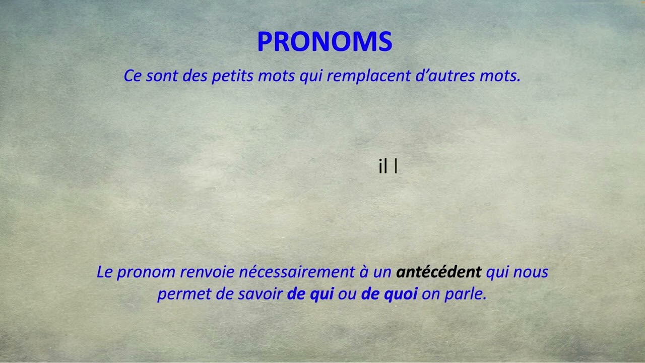 La nature des mots: les pronoms (leçon n°1)