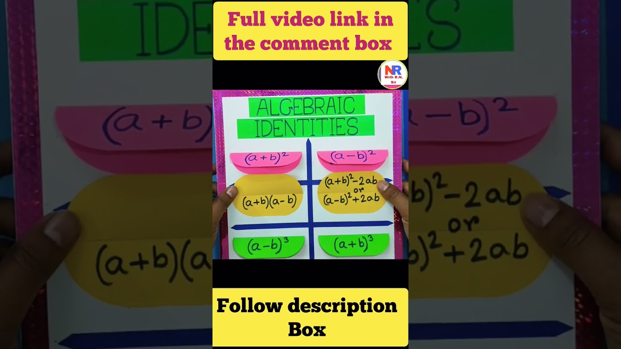 Amazing Algebraic Identities Explained! π | Maths Project & Reels