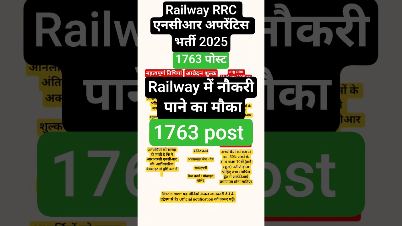 RRC NCR Apprentice Recruitment 2025: Apply Online Now