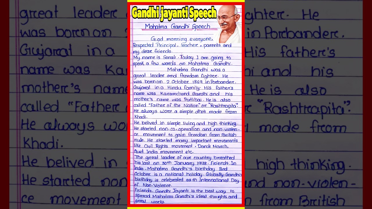 Gandhi Jayanti Speech in English 🇮🇳