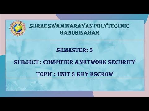 LECTURE 38 UNIT 3 EXPLAIN KEY ESCROW