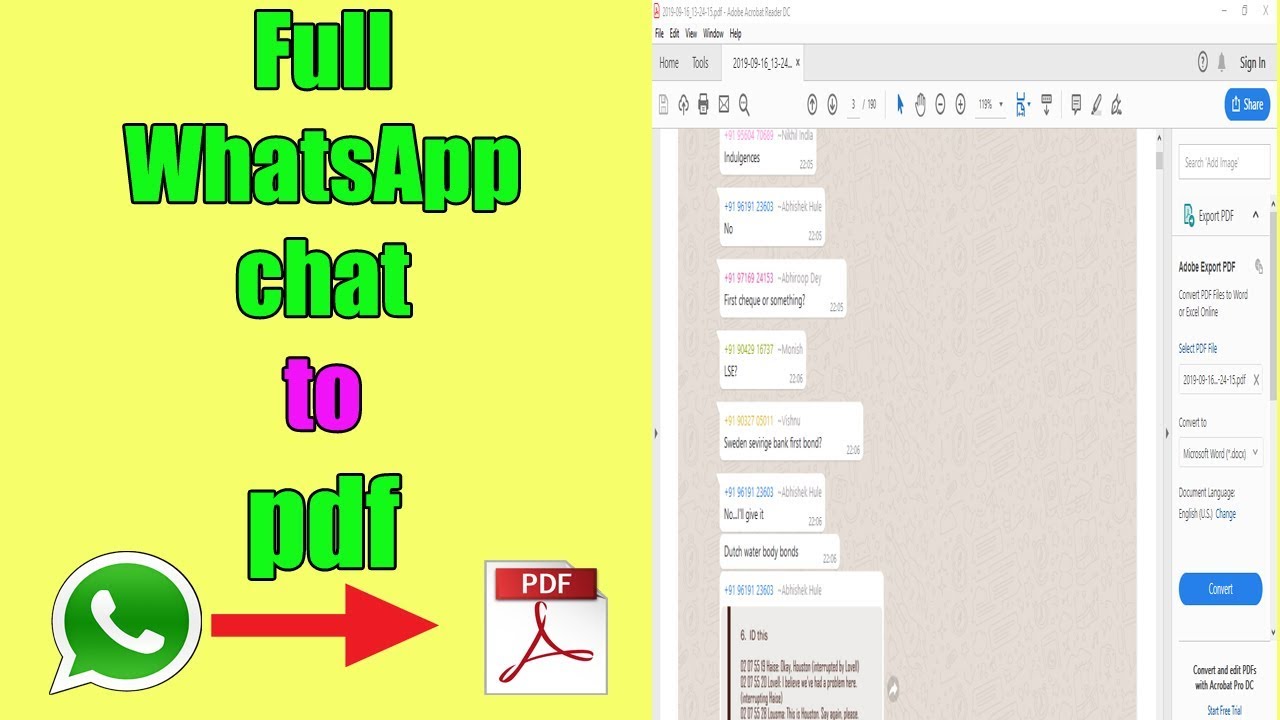 Convert WhatsApp Chat to PDF with Original Layout
