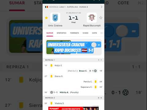 Universitatea Craiova 🔵⚪ - Rapid București 🇱🇻 1-1 #fotbal #craiova #shorts