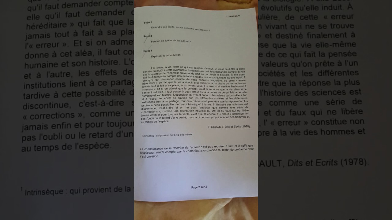 Métropole en France : Sujet Bac S Philosophie 2017