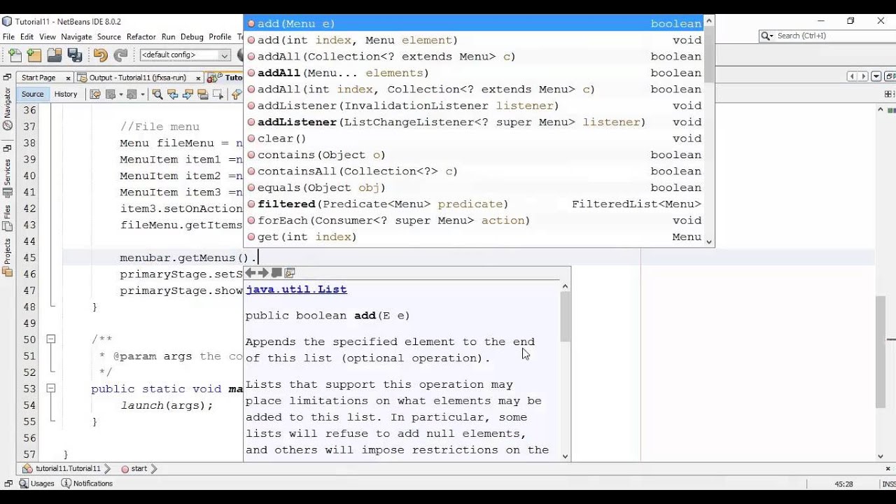 JavaFX 8 Tutorial: Menu, MenuBar & Items 🍽️