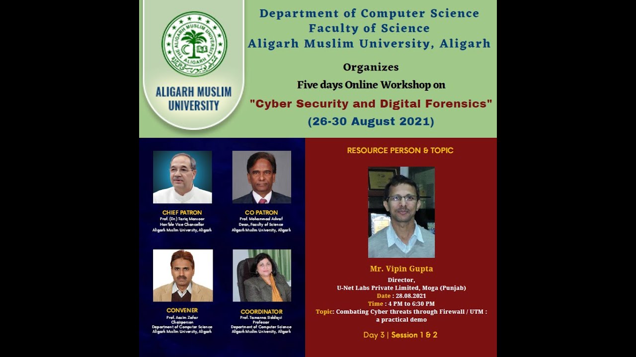 Day 3 of 5-Day Online Workshop on Cyber Security & Digital Forensics | Department of Computer Science, AMU