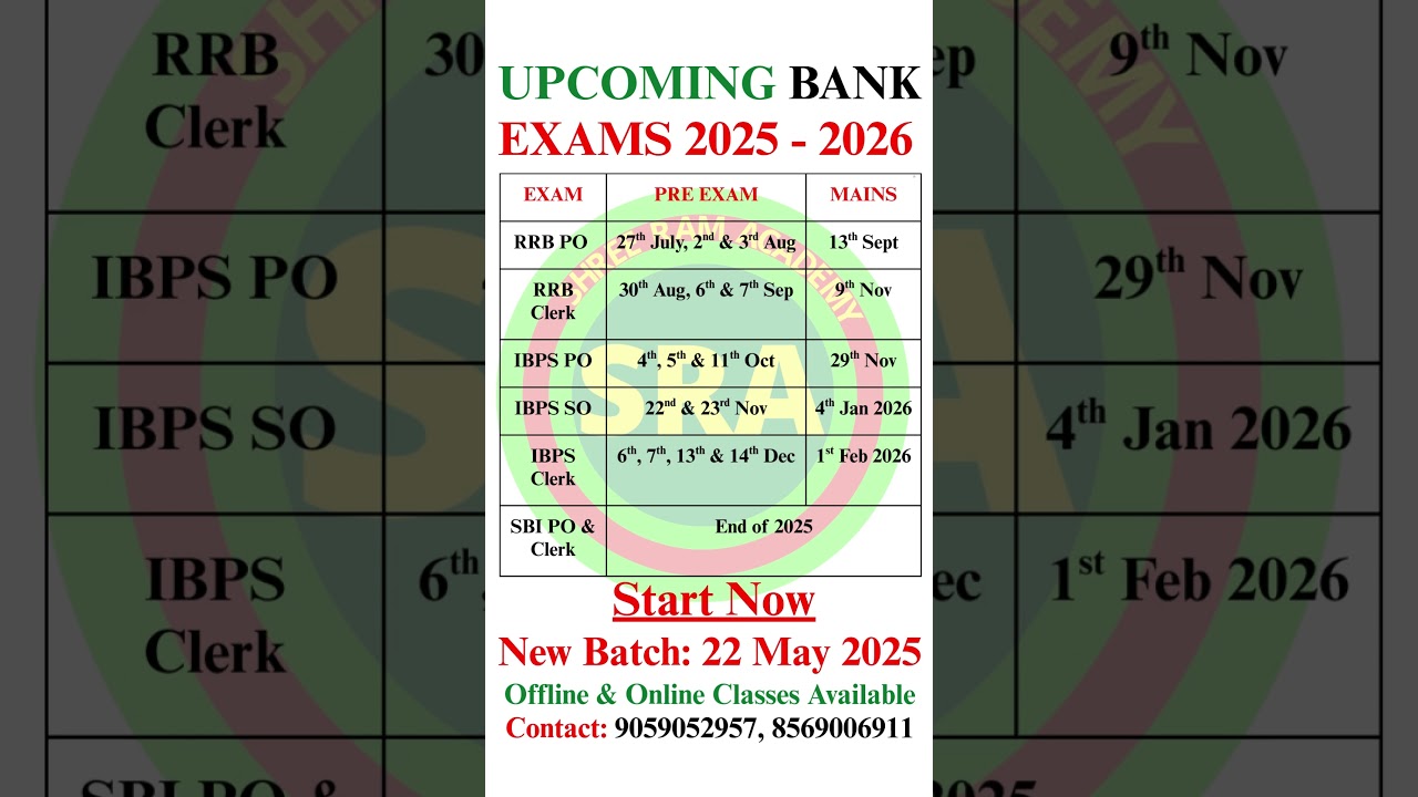 Bank & Insurance Exam Dates 2025-26 📅