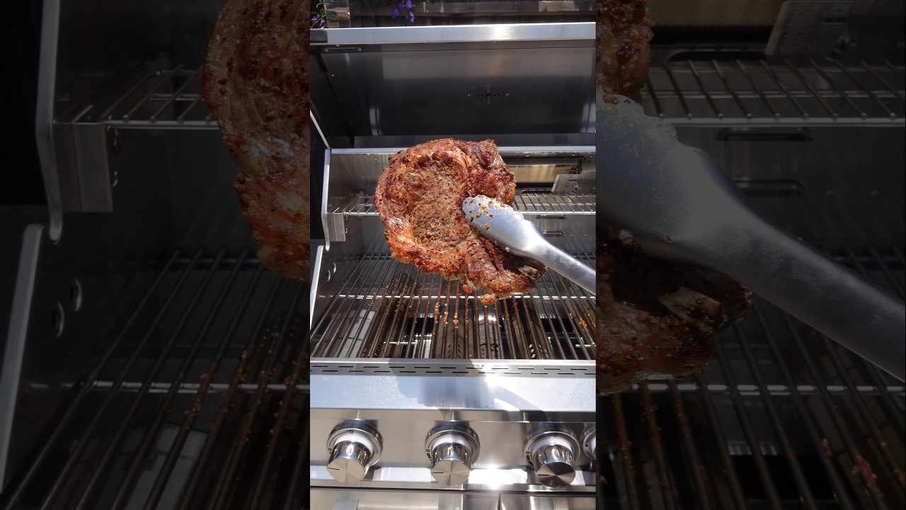 Perfectly Grilled Ribeye Steak on Kirkland Signature 7-Burner Gas Grill 🔥